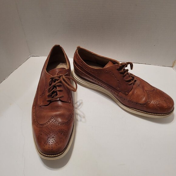 Cole Haan Grand.os Shoes Men's Oxford Wingtip Brown Woodbury Office Shoes 10.5M - Picture 3 of 12